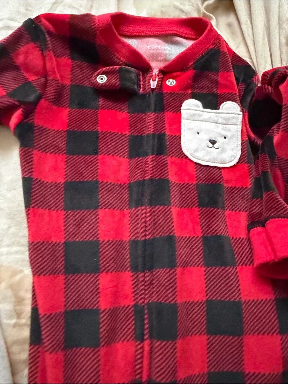 Carter's Red Black Buffalo Plaid Footed Pajamas